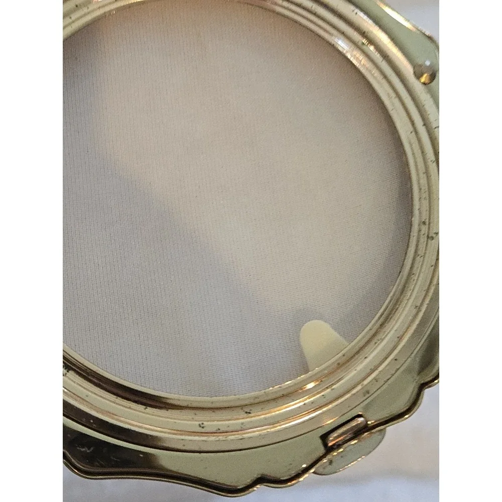 Vintage Stratton Mother of Pearl MOP Pattern Gold Tone Compact Mirror & Case